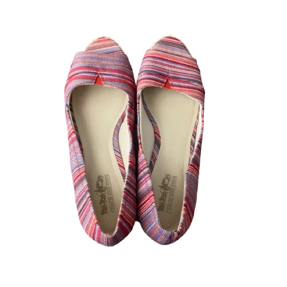 Coach Espadrille Pink-Multi Striped Wedges Size8.5 - Picture 3 of 8